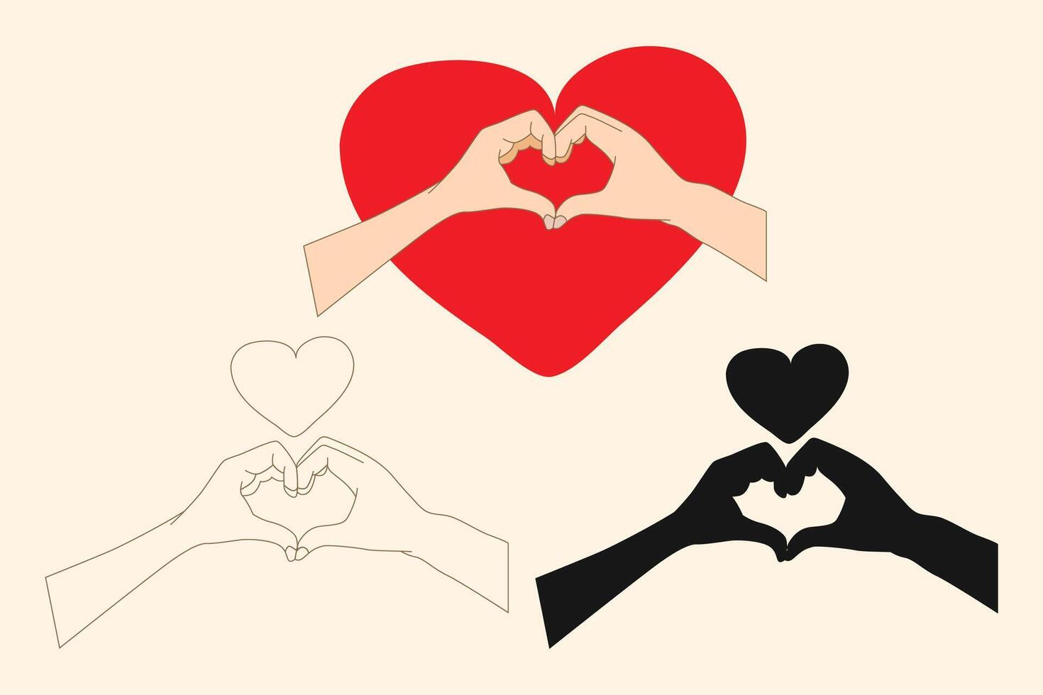 two hands with heart shape , love shape hand, heart shape hand make for romantic design vector