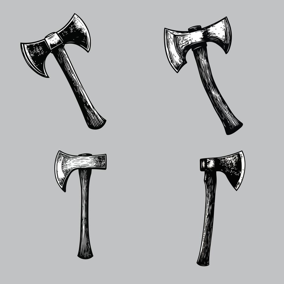 Axe Silhouette, Monogram Axe camping elements design, Woodcutter Forest tools vector