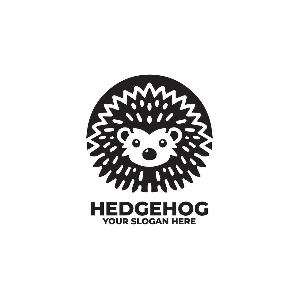 flat minimalist logo of a hedgehog vector