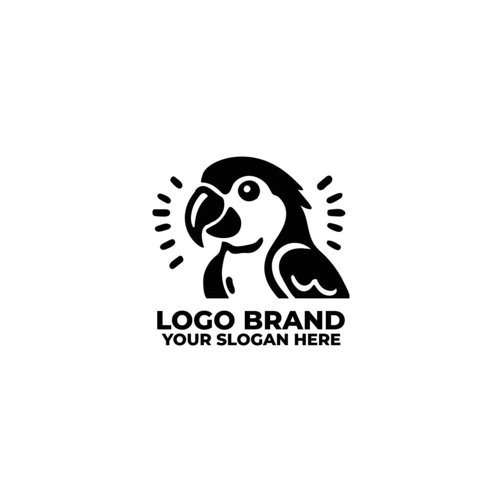 flat minimalist logo of a parrot vector
