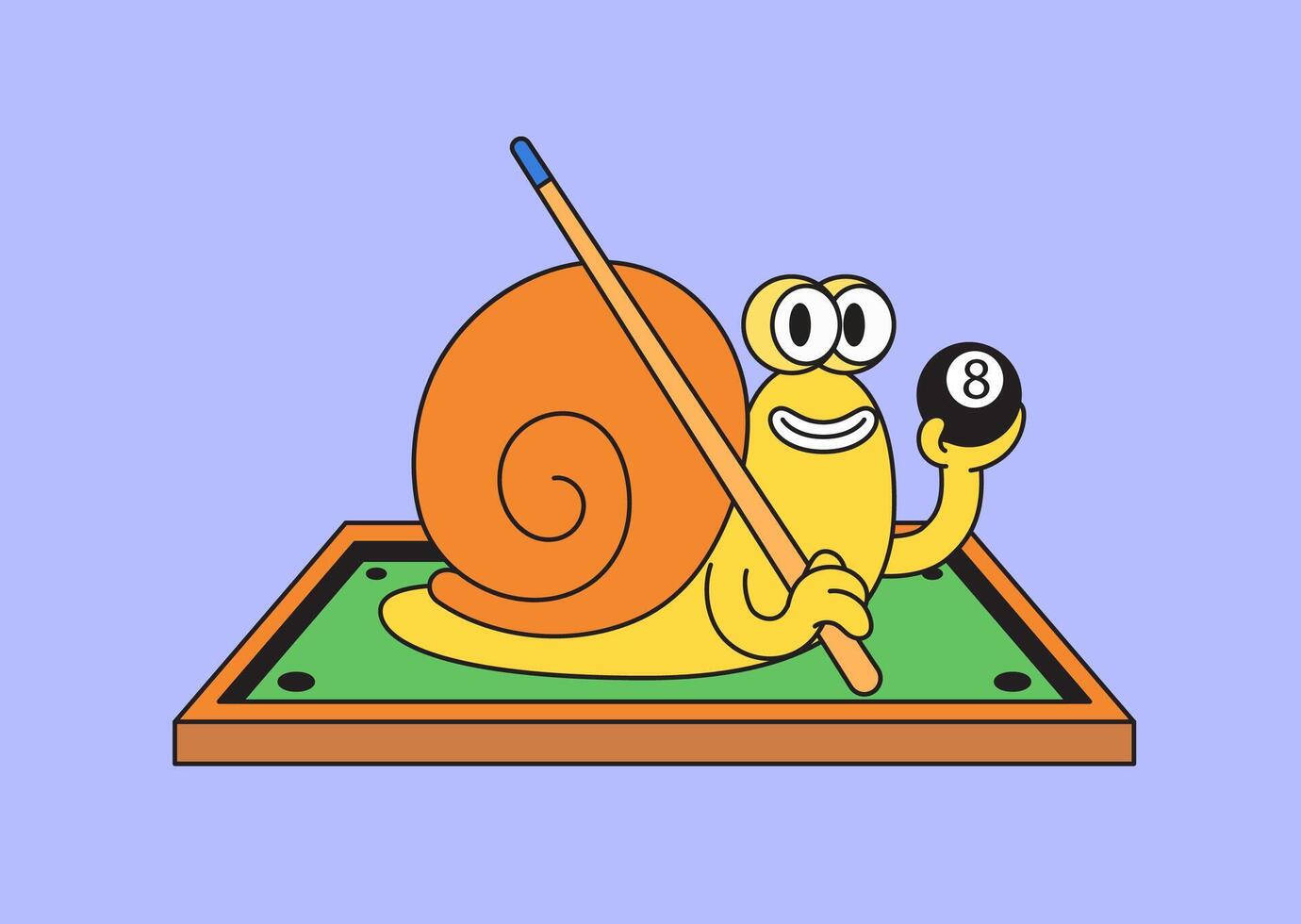 Snail playing pool billiard vector