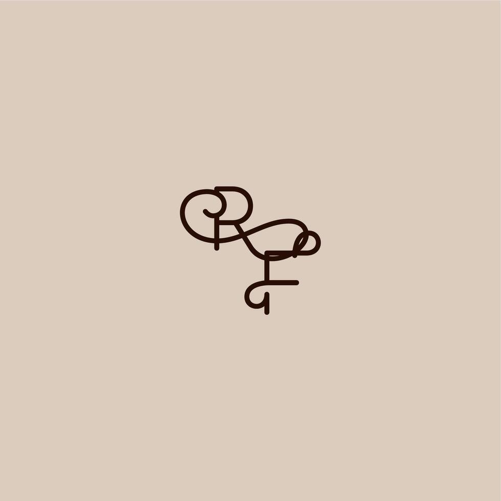 wedding typography monogram luxurious organic style and elegant concept RF dynamic line initial letter vector