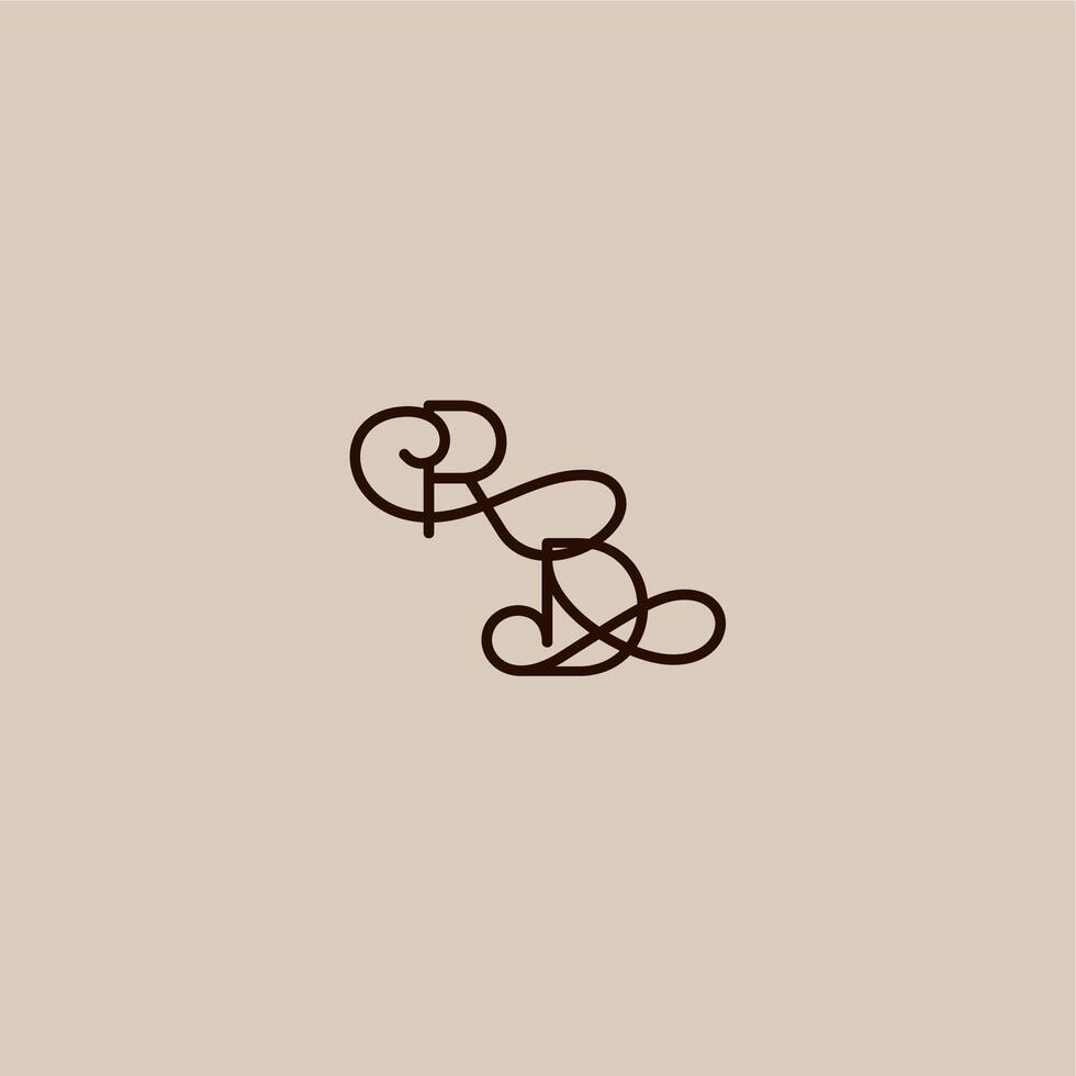 wedding typography monogram luxurious organic style and elegant concept RD dynamic line initial letter vector