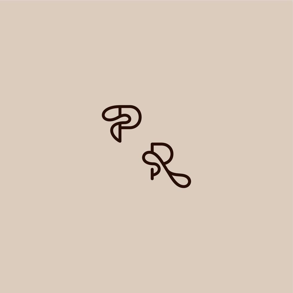 wedding typography monogram luxurious organic style and elegant concept PR dynamic line initial letter vector