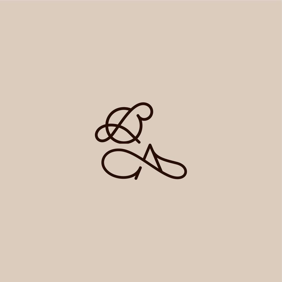 wedding typography monogram luxurious organic style and elegant concept QA dynamic line initial letter vector