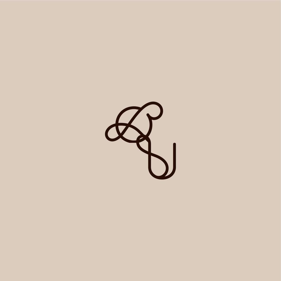 wedding typography monogram luxurious organic style and elegant concept QU dynamic line initial letter vector