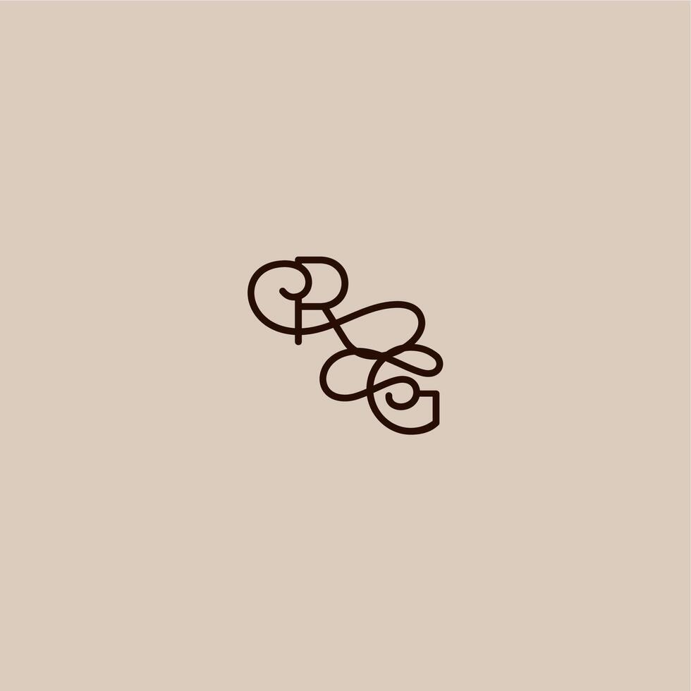 wedding typography monogram luxurious organic style and elegant concept RG dynamic line initial letter vector