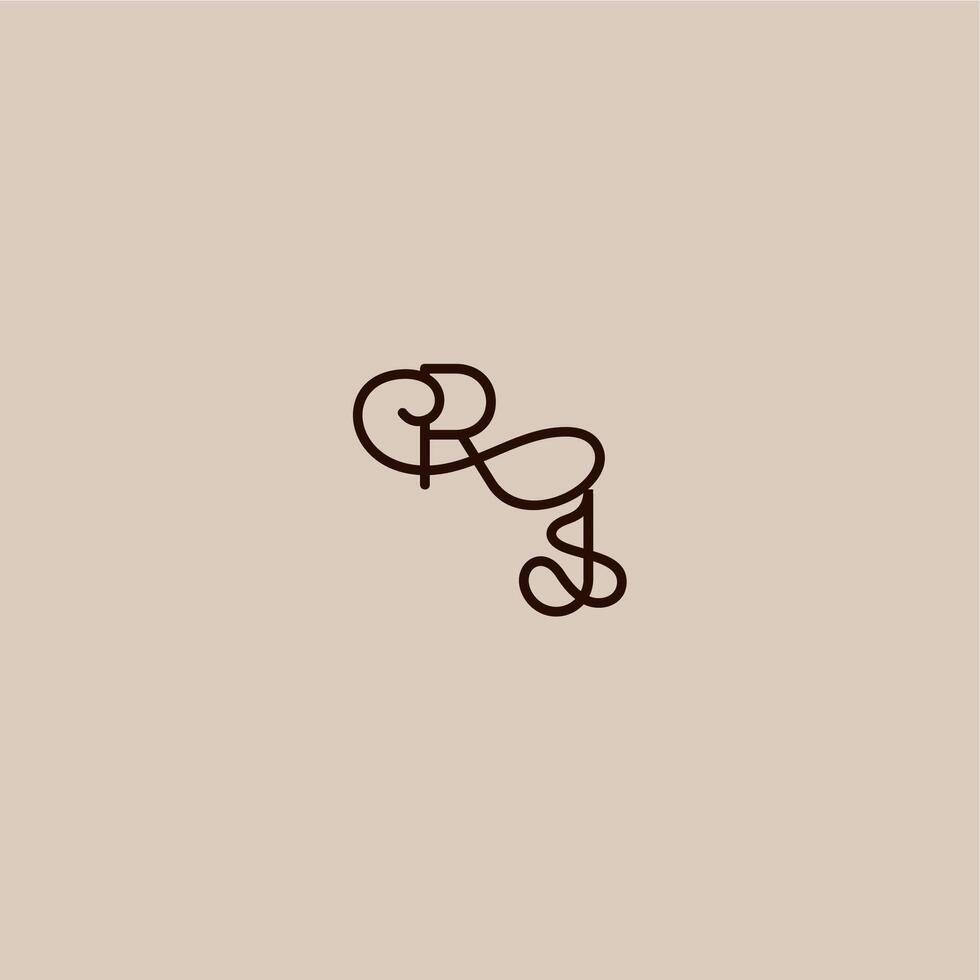 wedding typography monogram luxurious organic style and elegant concept RJ dynamic line initial letter vector