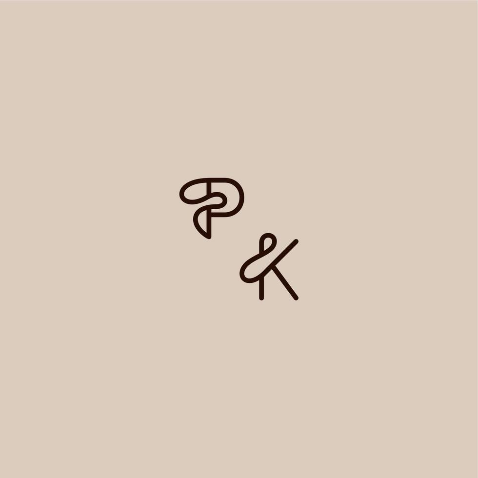 wedding typography monogram luxurious organic style and elegant concept PK dynamic line initial letter vector