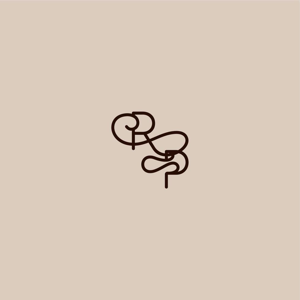 wedding typography monogram luxurious organic style and elegant concept RP dynamic line initial letter vector