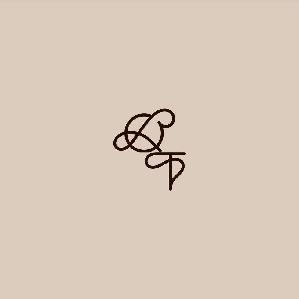 wedding typography monogram luxurious organic style and elegant concept QT dynamic line initial letter vector