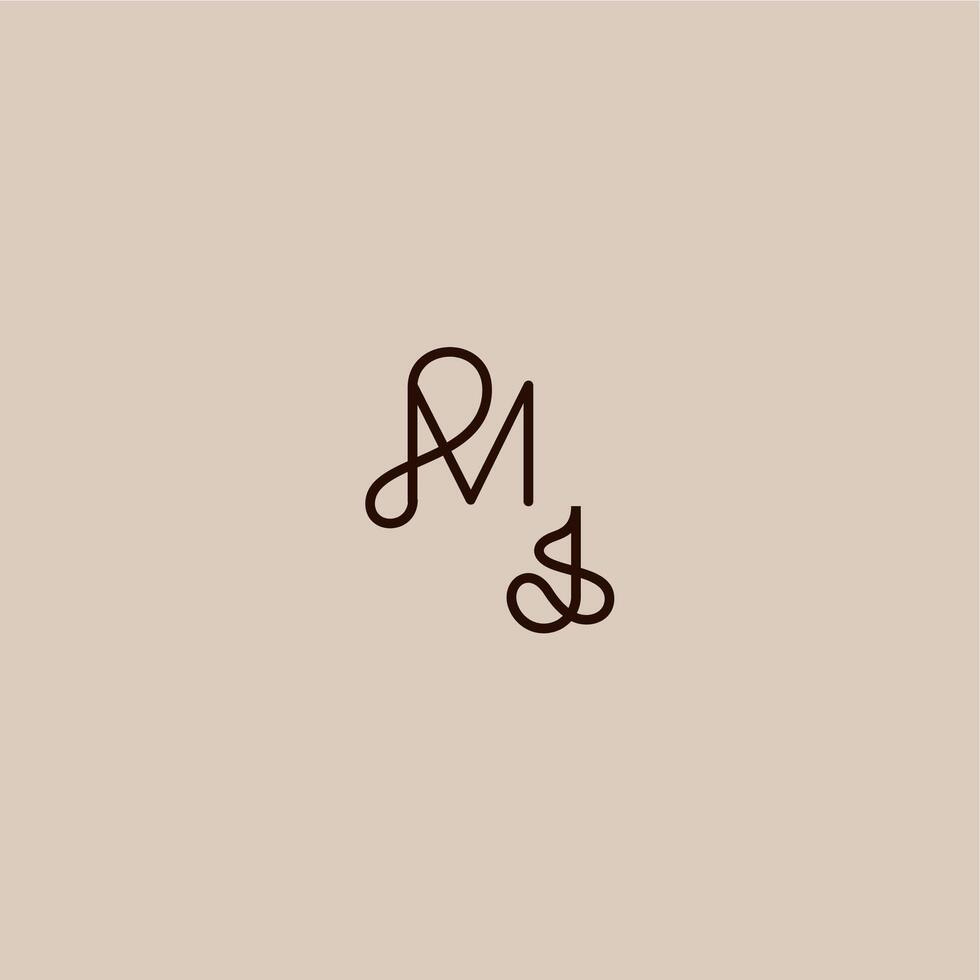 wedding typography monogram luxurious organic style and elegant concept MJ dynamic line initial letter vector
