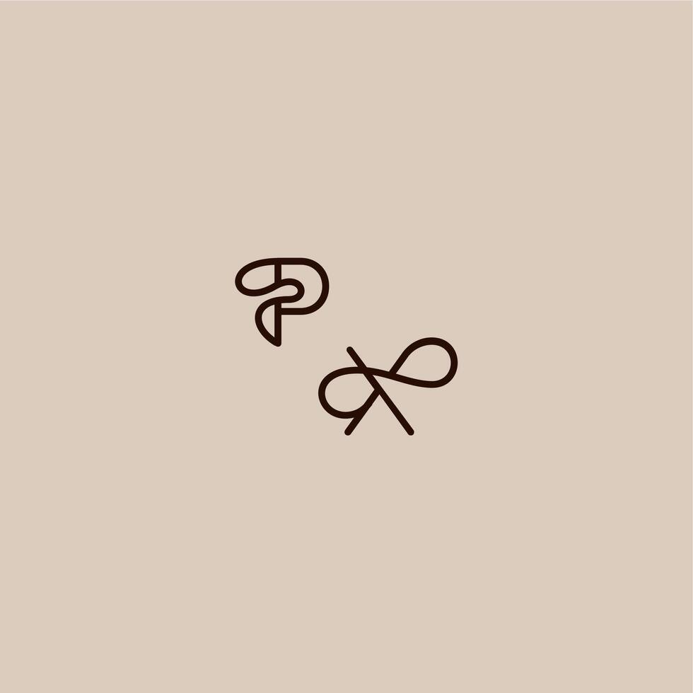 wedding typography monogram luxurious organic style and elegant concept PX dynamic line initial letter vector