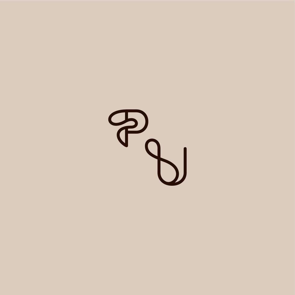 wedding typography monogram luxurious organic style and elegant concept PU dynamic line initial letter vector