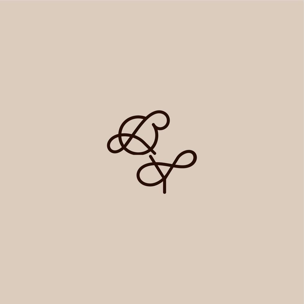 wedding typography monogram luxurious organic style and elegant concept QY dynamic line initial letter vector