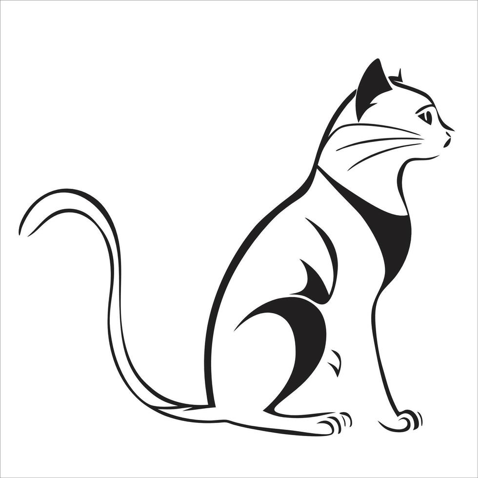 cute cat face line art vector