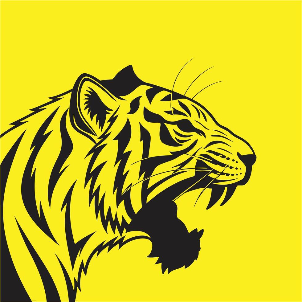 wild animal tigre face line art vector