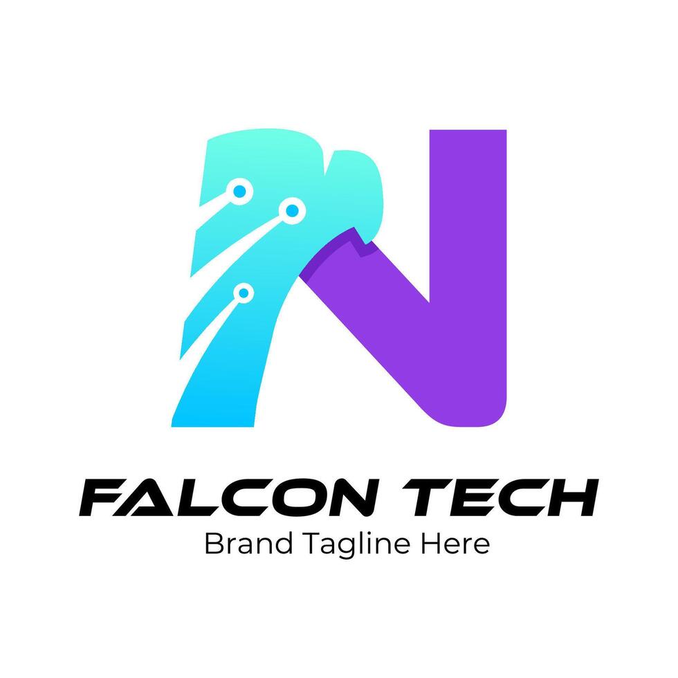 Letter N Tech Eagle Logo, Logo for innovation,technology and digital business vector