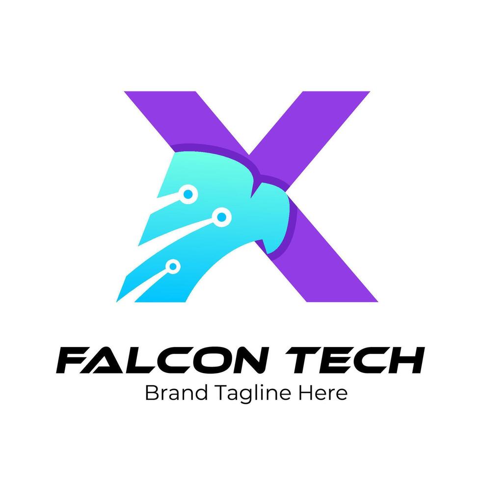 Letter X Tech Eagle Logo, Logo for innovation,technology and digital business vector