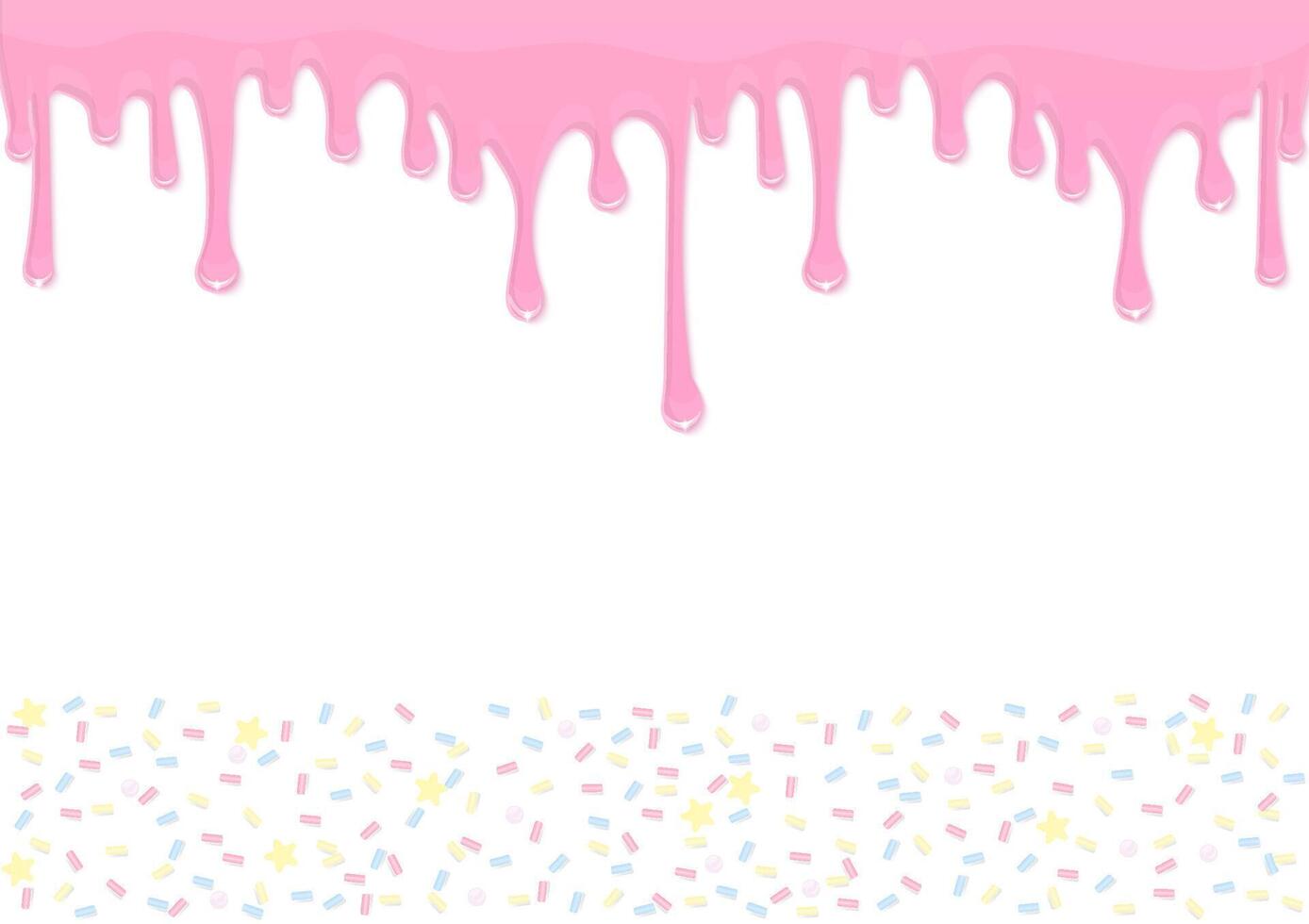 Pink icing and sprinkles on white background vector