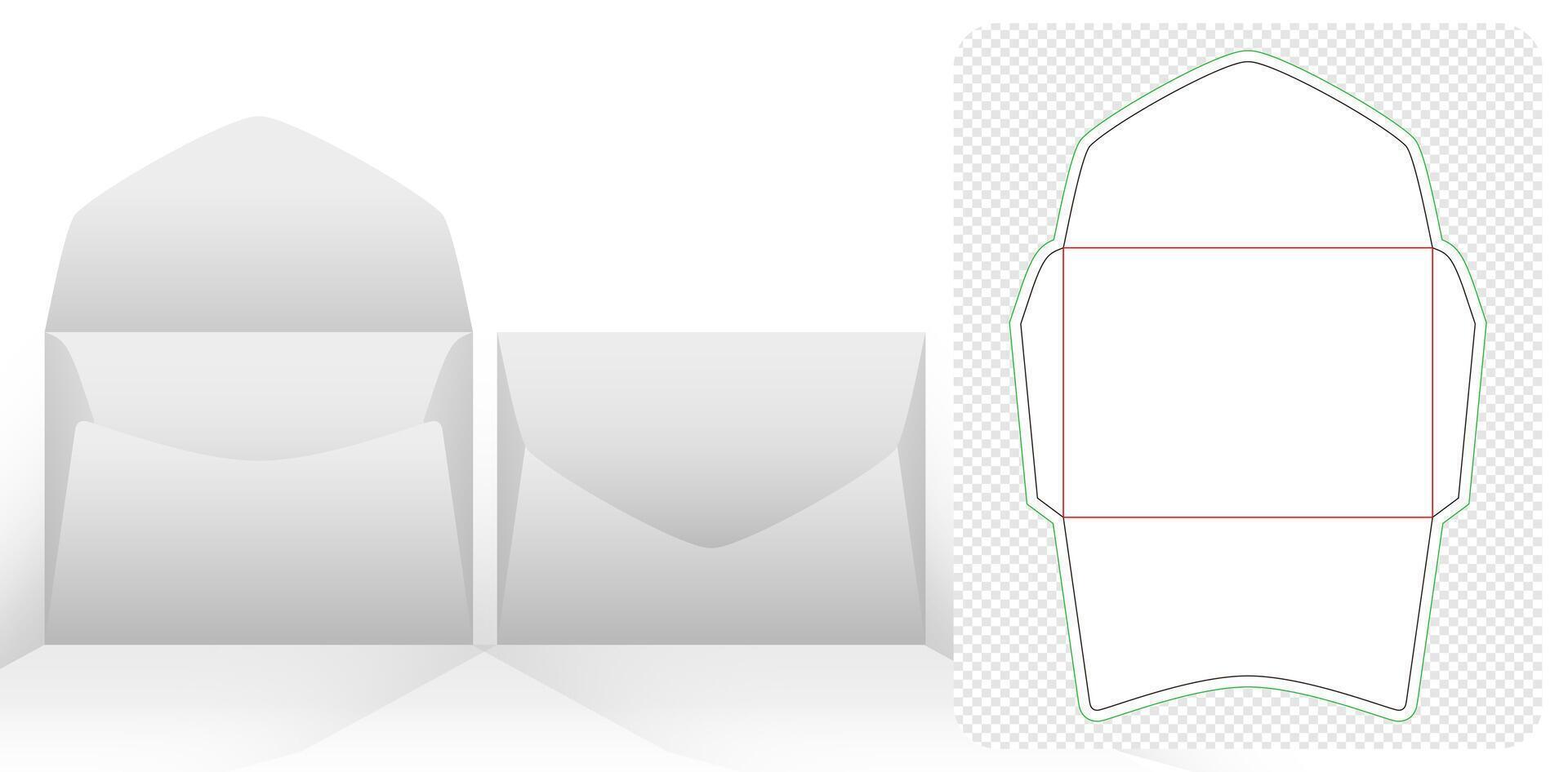 envelope packaging die cut templates design. 3d mock up wrapping envelopes for your message, packaging branding, products compartments unique designs, minimalist conceptual holder, wedding invitations vector