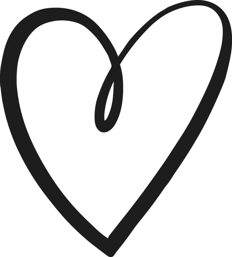 Bold Hand-Drawn Heart Line Art Illustration vector
