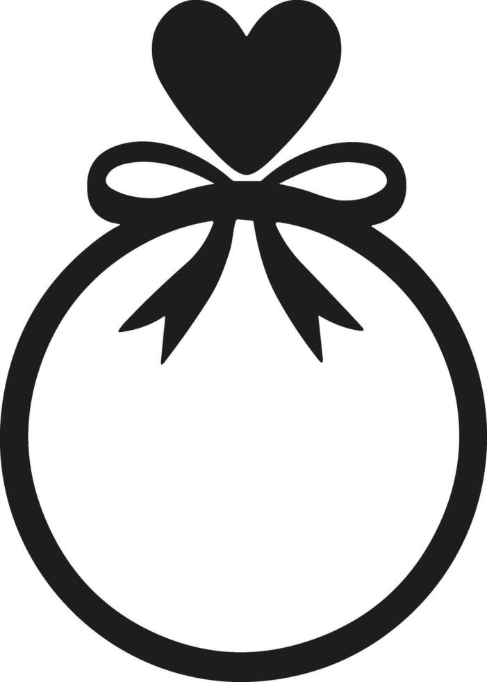 Heart and Bow Ring Silhouette Illustration vector