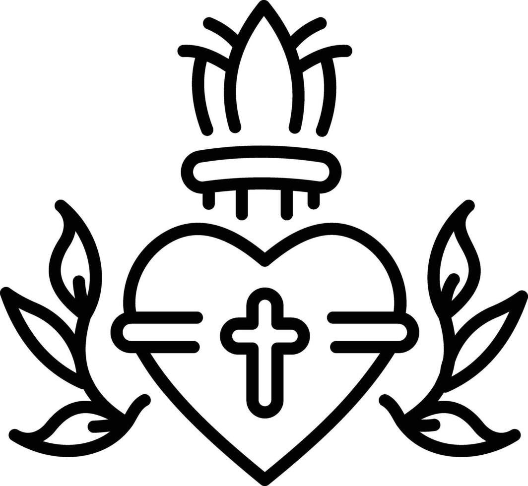 A linear icon of sacred heart vector