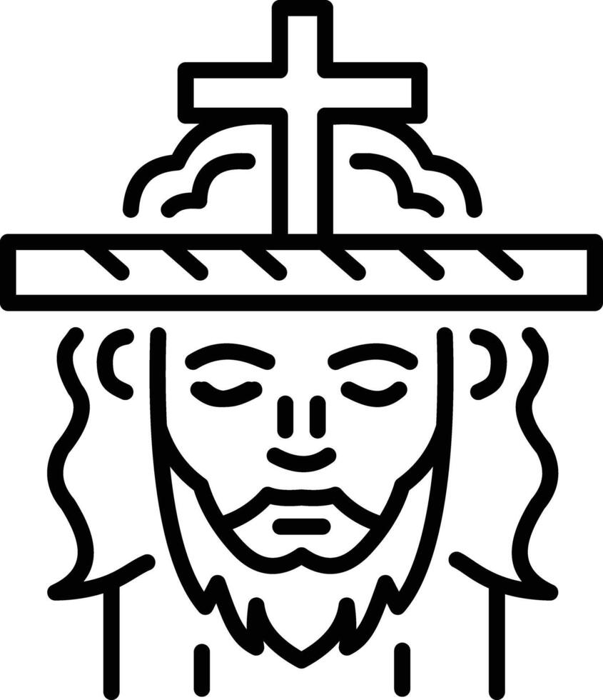 Christ face icon in linear style vector