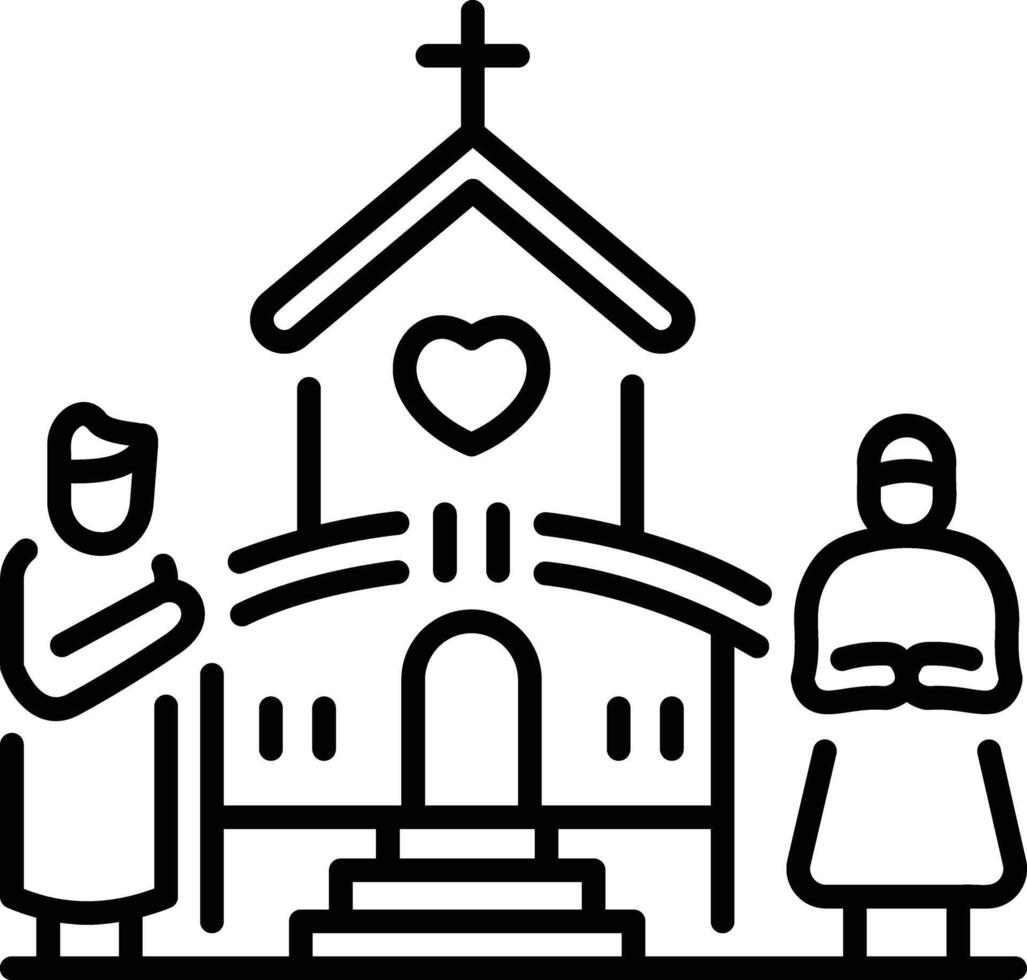 A linear icon of church wedding vector