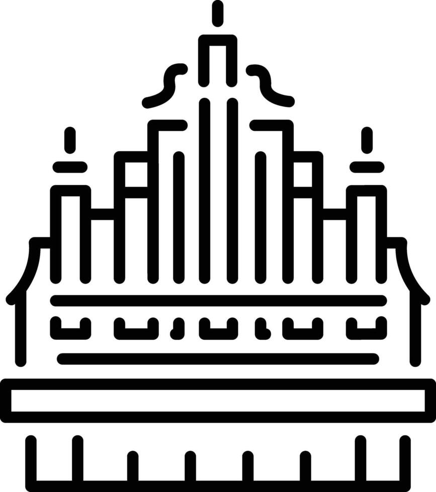 A linear icon of church pipe organ vector