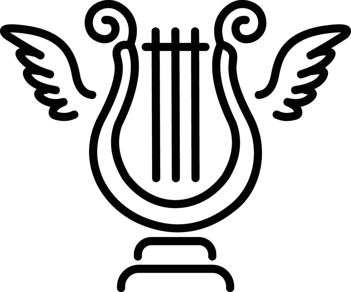 Musical lyre icon in linear style vector