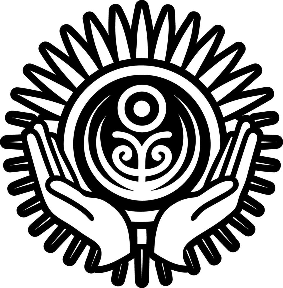 A filled style icon of healing hands symbol vector