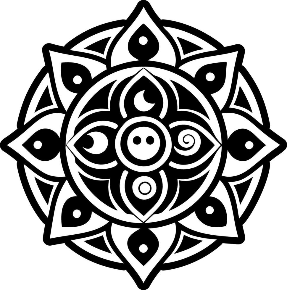Mandala symbol icon in solid style vector