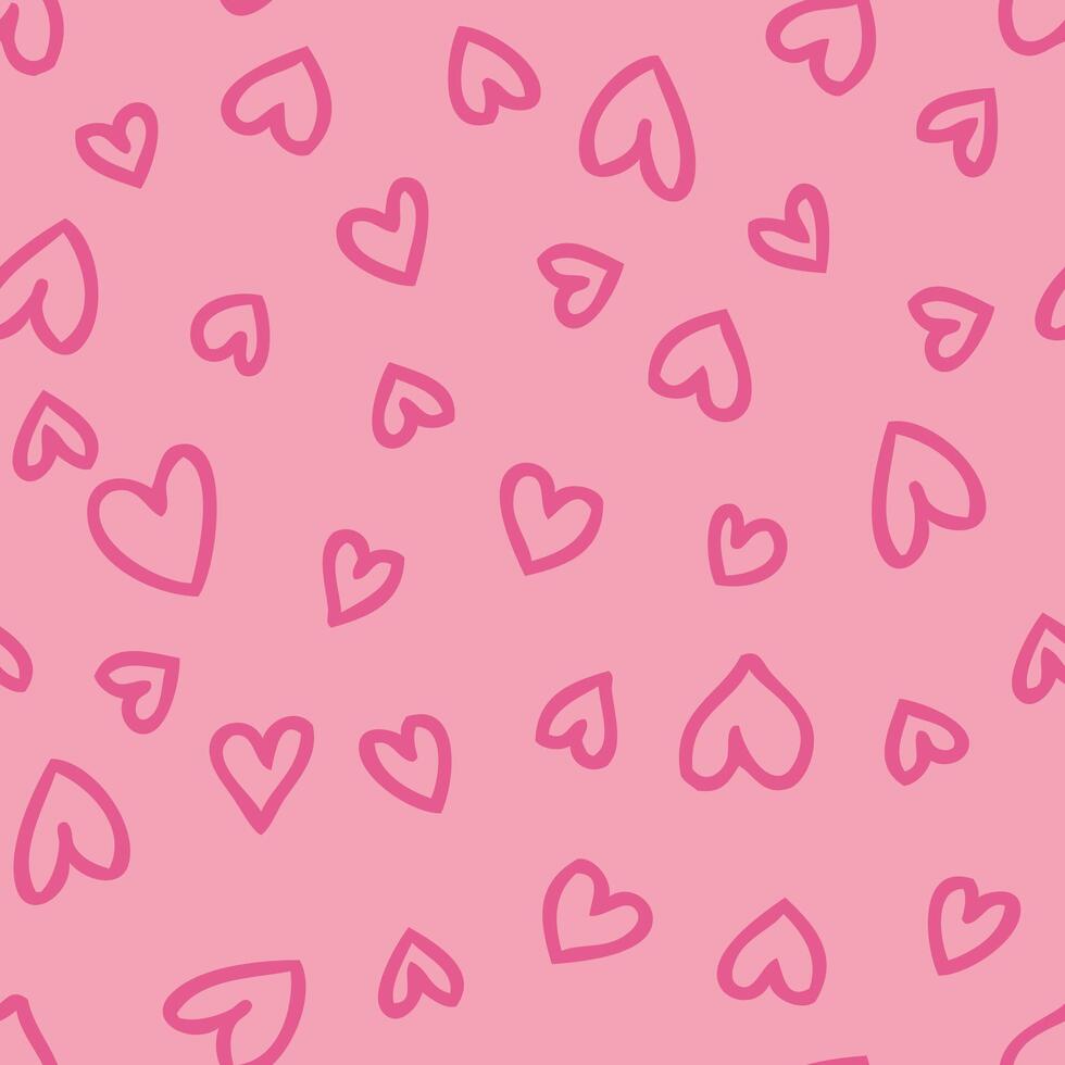 Hand drawn Valentine seamless pattern with doodle hearts. Perfect print for textile, fabric, card, sale. Simple festive illustration. vector