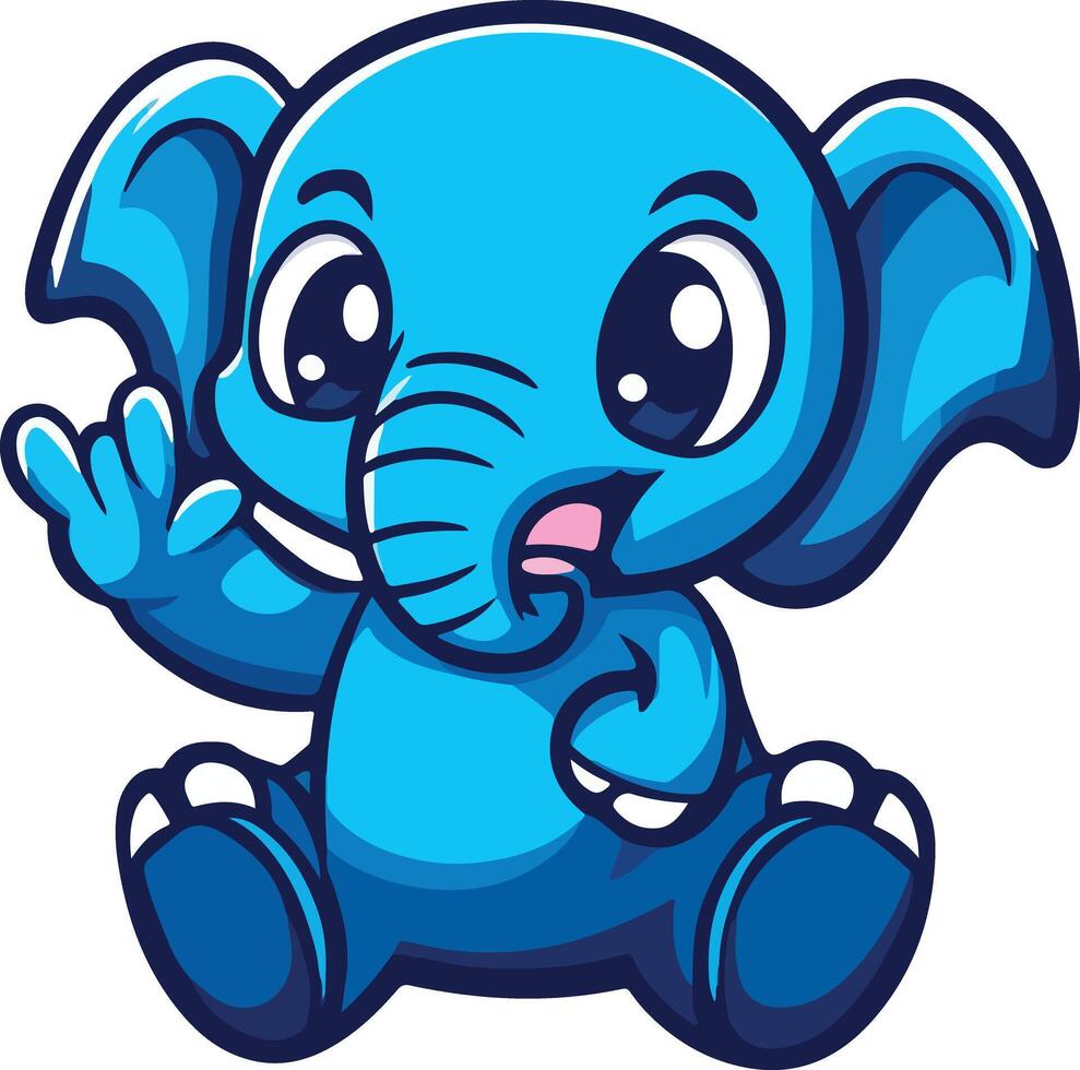 Cute elephant sitting on white background vector