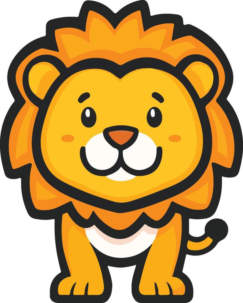 Cute lion standing mastcot style cartoon on white background vector