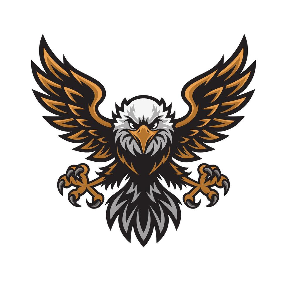 eagle fliying attacking pose with claws design logo illustration on white background vector