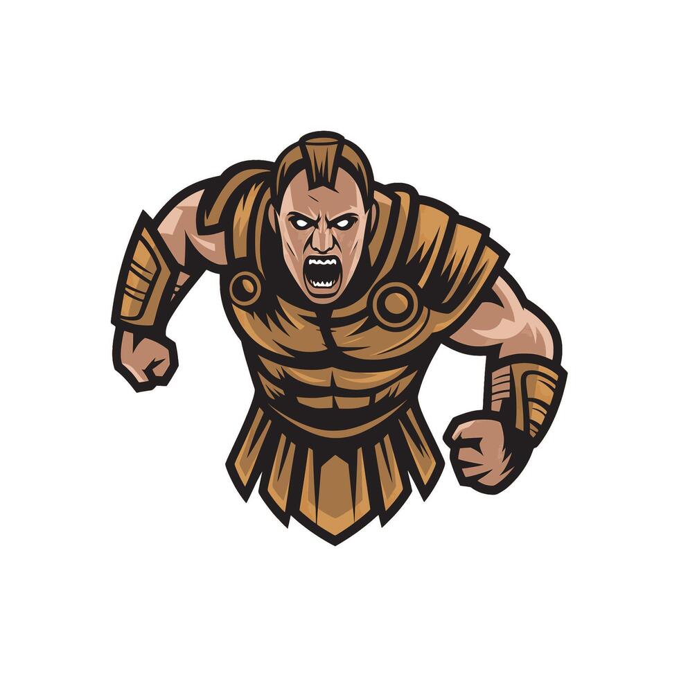 gladiator fierce wild pose design illustration logo vector