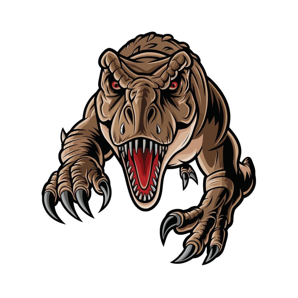 tyrannosaurus angry pose attacking with claws design vector