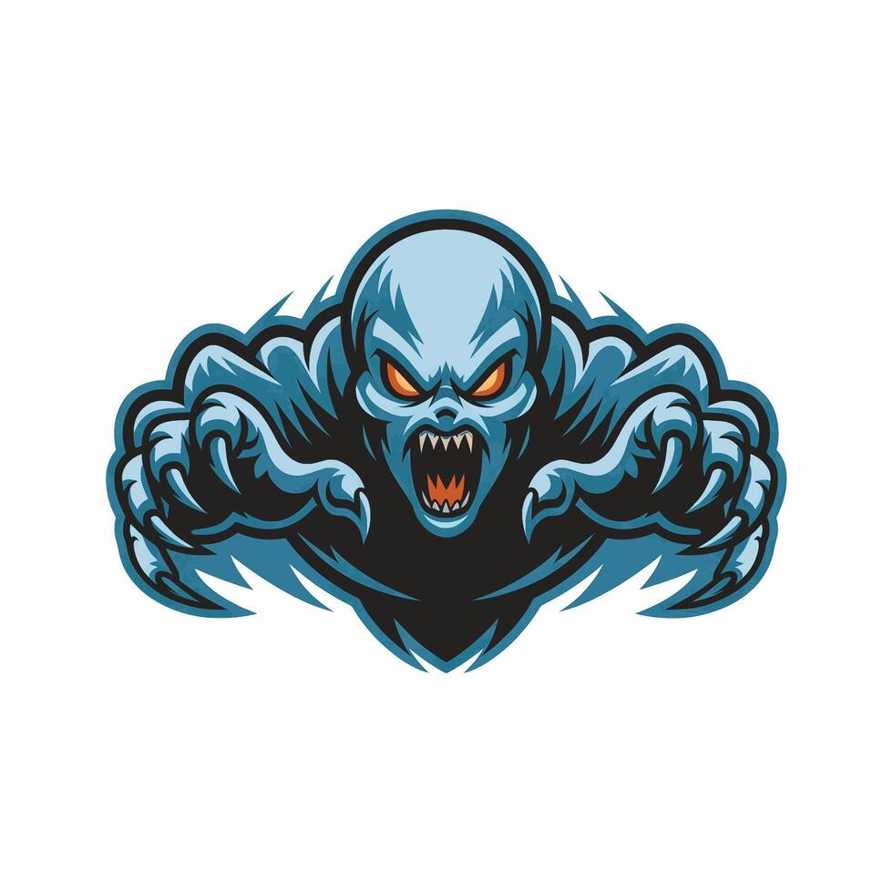 ghost angry attacking design logo illustration vector