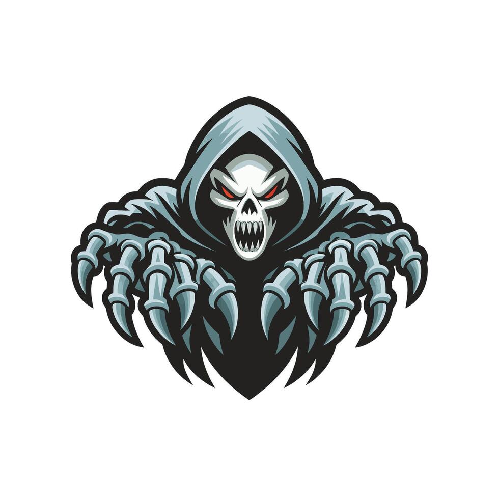 grim reaper attacking with claws logo design on white background vector