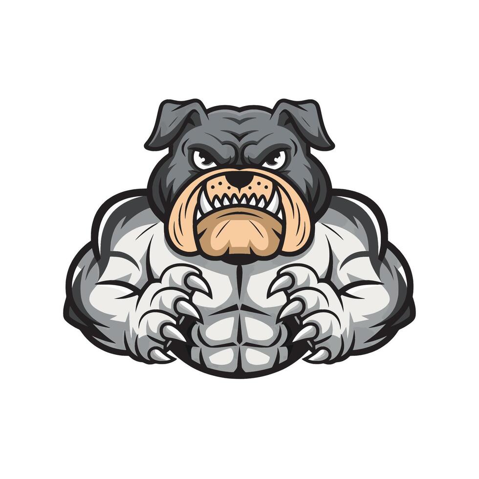 bulldog illustration pose muscular design logo vector