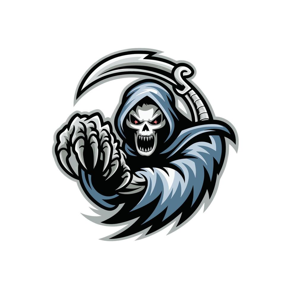 grim reaper angry attacking with claws design logo on white background vector