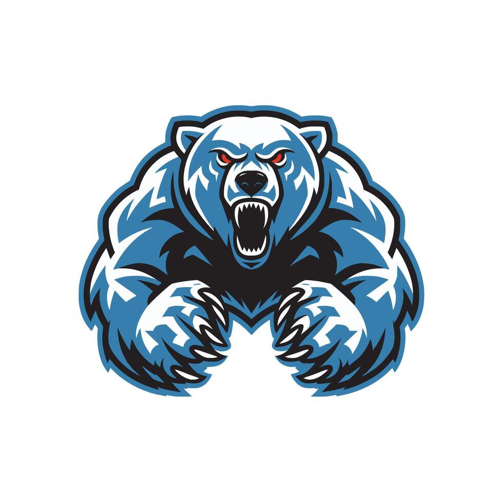 polar bear attacking with claws logo on white background vector