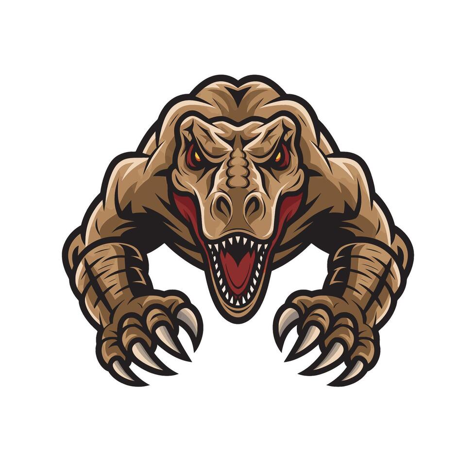 tyrannosaurus angry pose attacking with claws design on white background vector