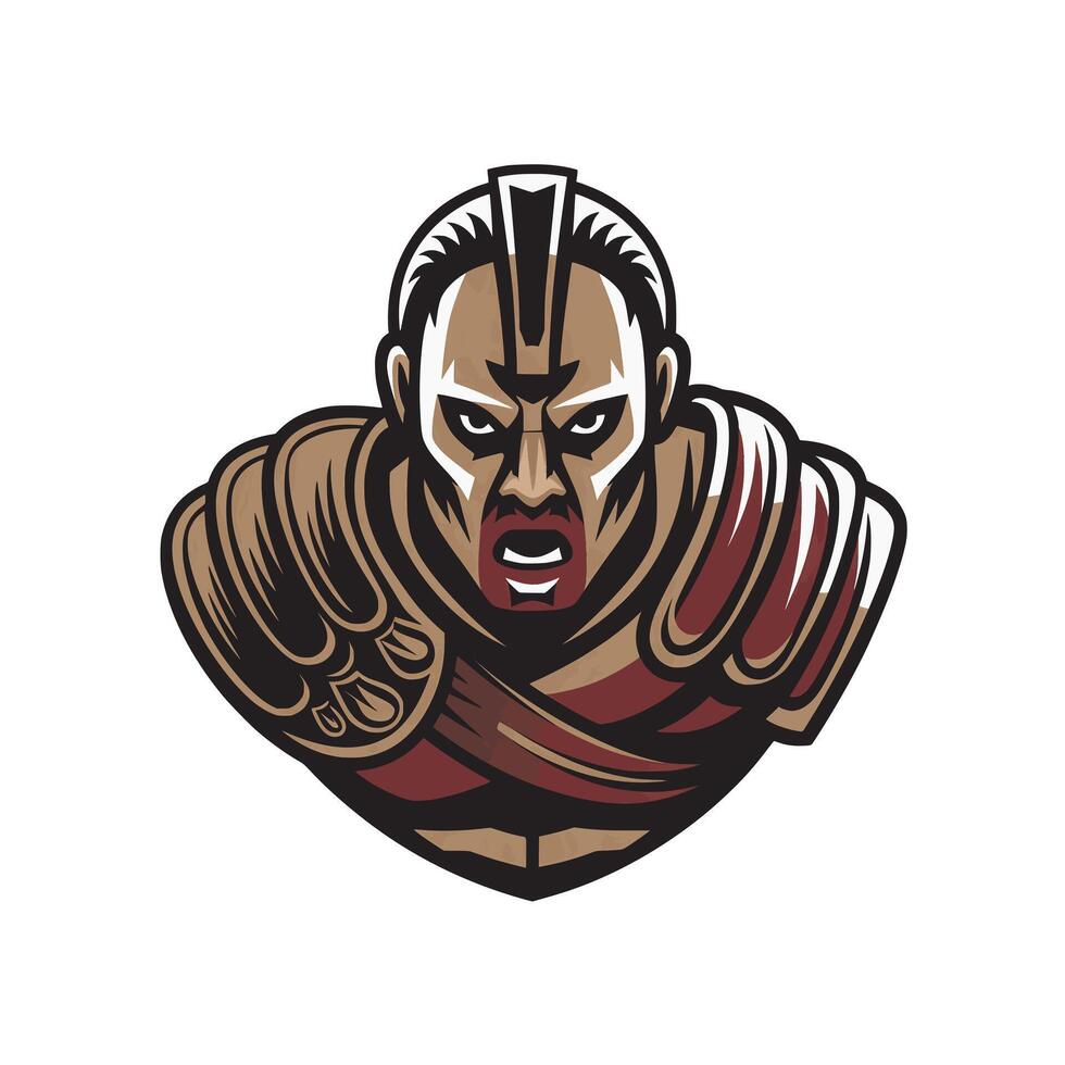 gladiator angry design illustration logo on white background vector