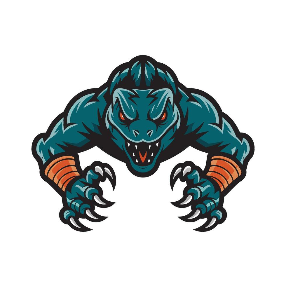 monster character angry attacking with claws design illustration logo on white background vector