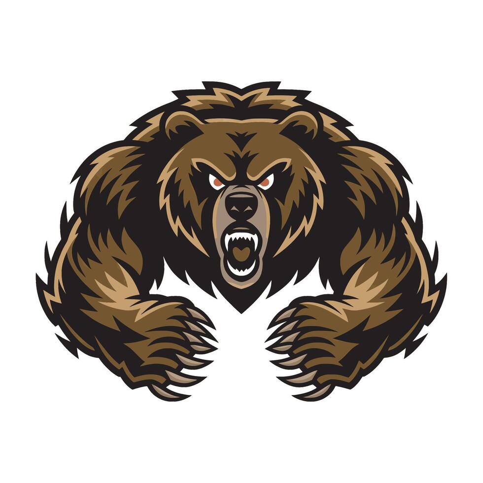 bear fierce attacking with claws design illustration logo vector