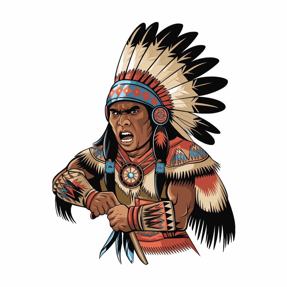 Indian tribal characters design flat logo illustration on white background vector